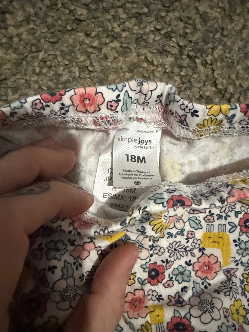 Carter's Light Blue Top with Floral Leggings Set - Picture 3 of 3
